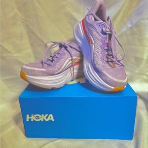 Hoka Bondi 9 Wide Women's Lavender Purple and Orange Athletic Shoes